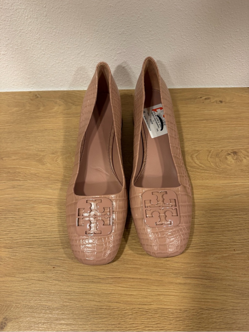 Tory Burch Blush Croc-Embossed Logo Flats - Picture 5 of 5